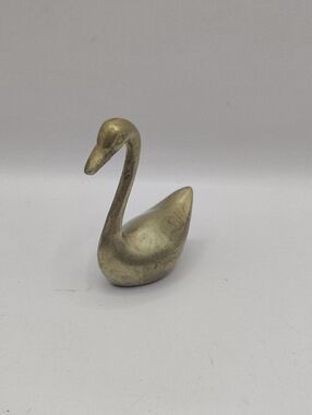 Small Brass Swan Figurine Home Art